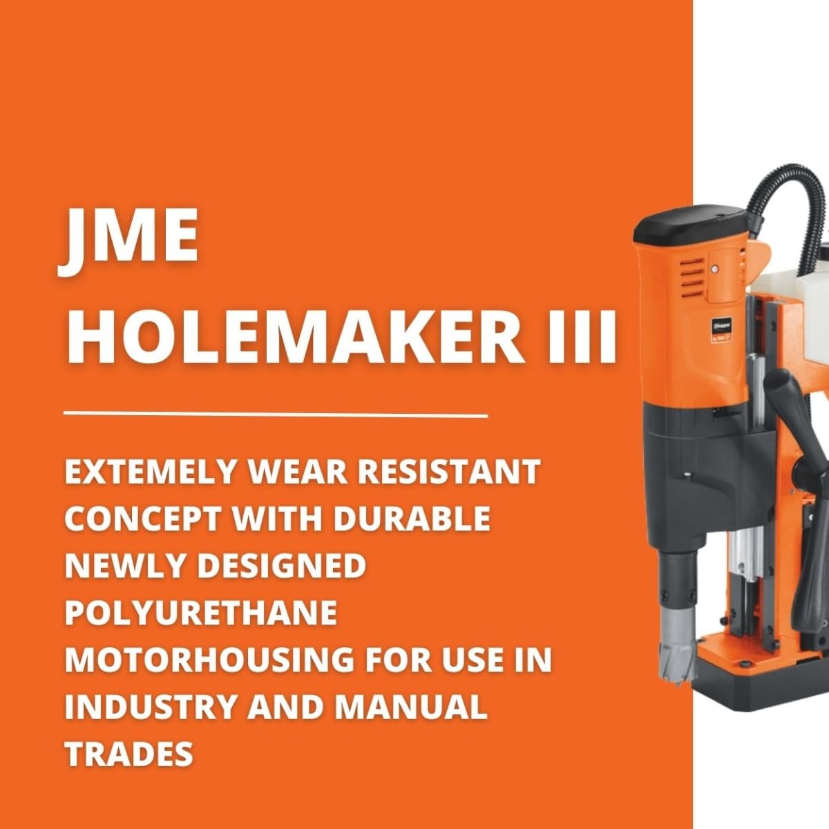 Fein JME Holemaker III High Powered Endurance Magnetic Base Drill with 2 Maximum Drilling Depth - 3/4 Straight Shank, 1,100 W, 590 RPM - 72705961090