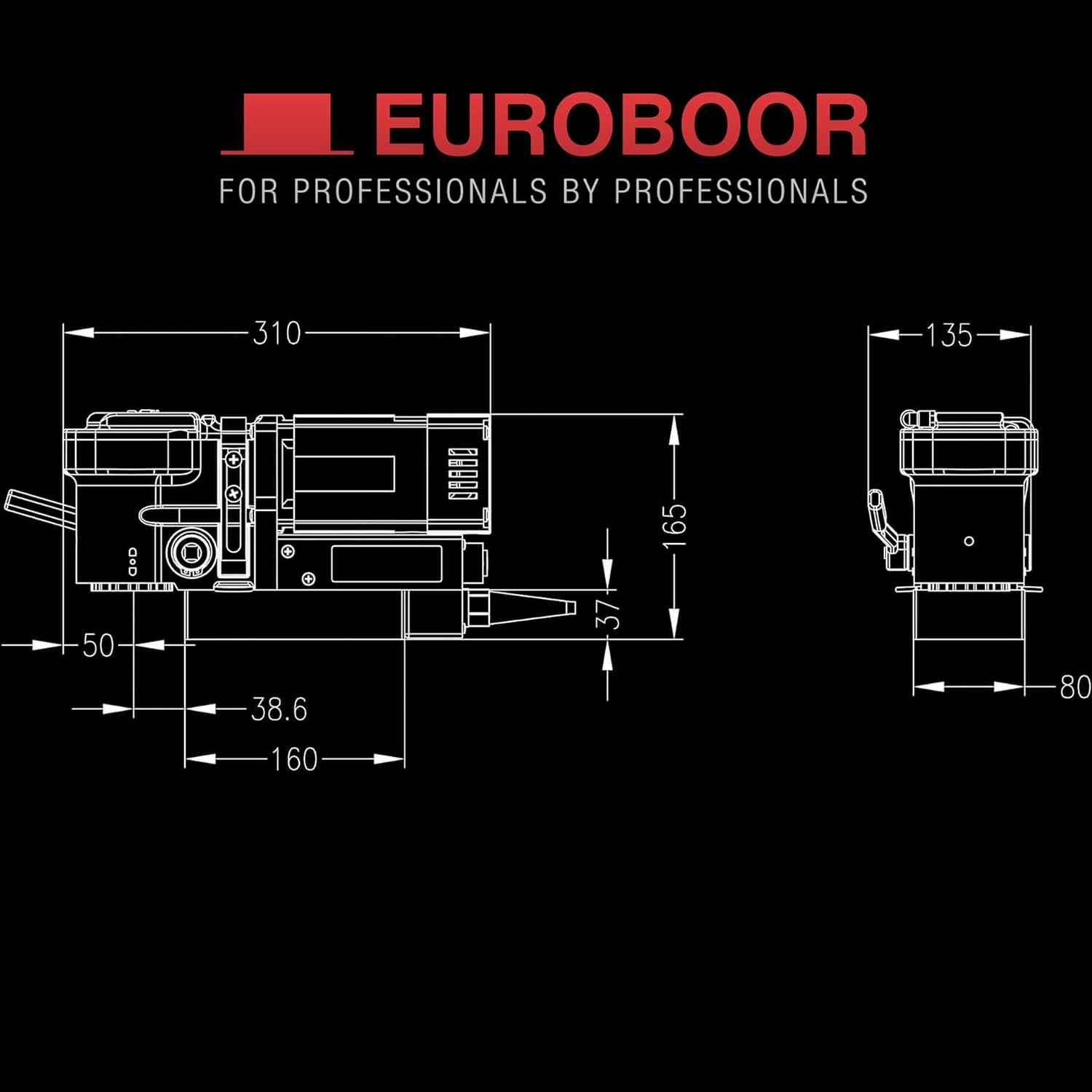 EUROBOOR Magnetic Drill Press - 9.5A Low Profile Drilling Machine with 1-7/16 Annular Cut Capacity  1-Speed Gearbox - ECO.36+