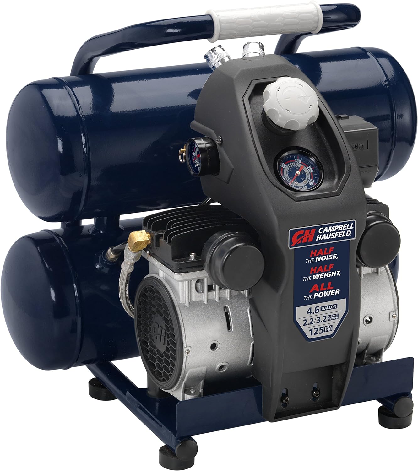 Quiet Air Compressor, Lightweight, 4.6 Gallon, Half the Noise and Weight, 4X Life, All the Power (Campbell Hausfeld DC040500)