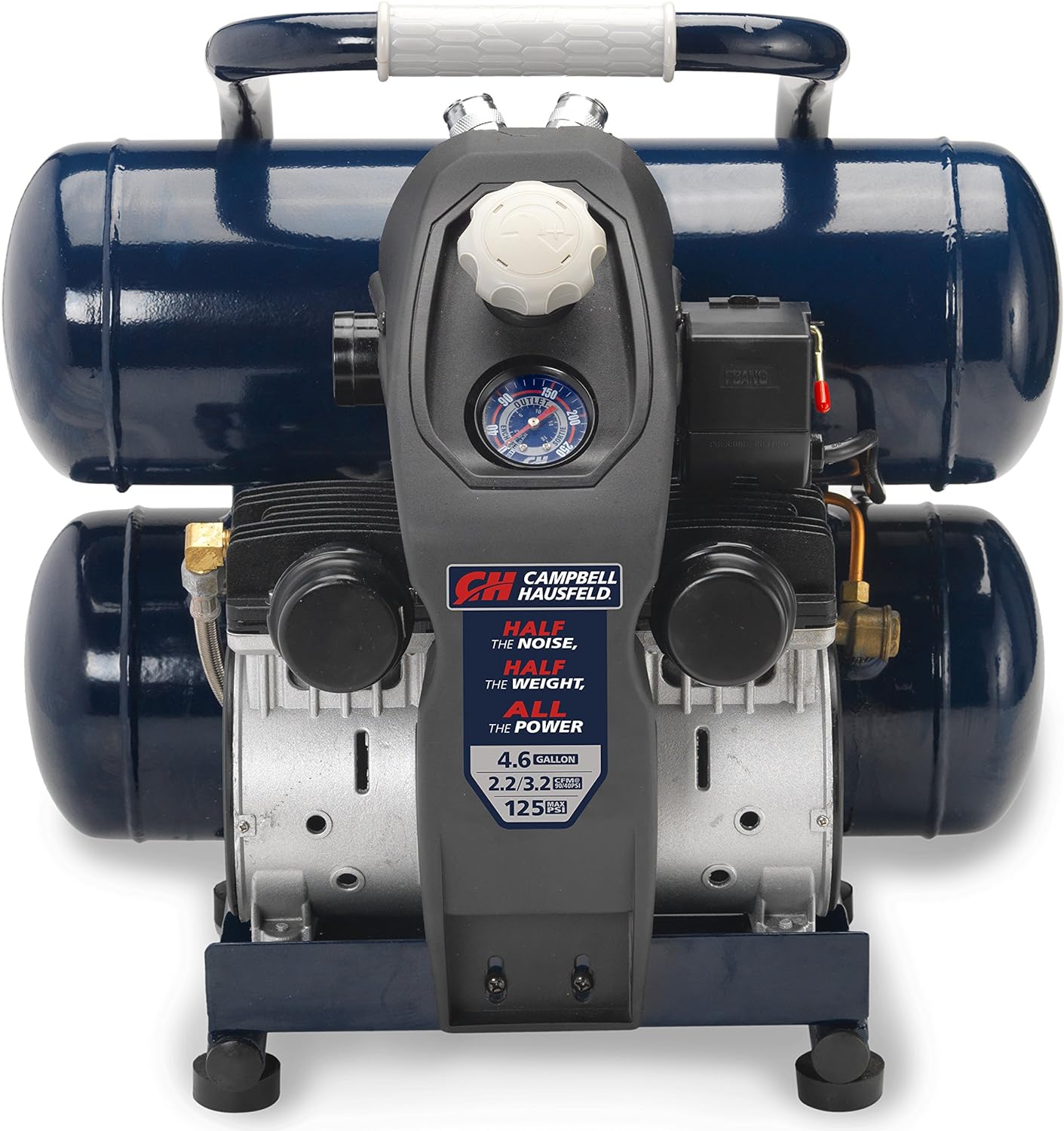 Quiet Air Compressor, Lightweight, 4.6 Gallon, Half the Noise and Weight, 4X Life, All the Power (Campbell Hausfeld DC040500)