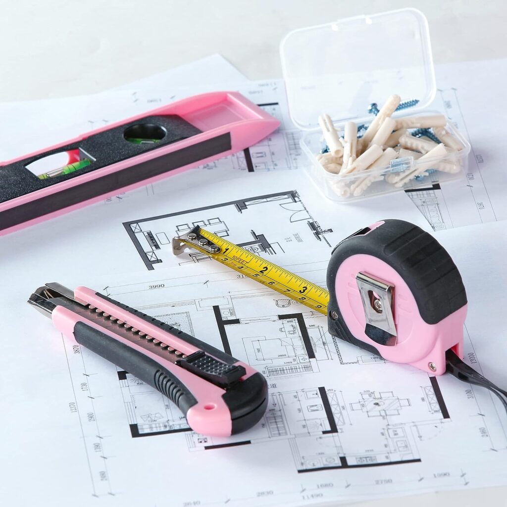 Bielmeier 12V Pink Cordless Drill Kit for Women - Essential Tools for DIY and House Projects, Ladies Tool Set with Pink Accessories, Perfect for Home Maintenance and Crafting