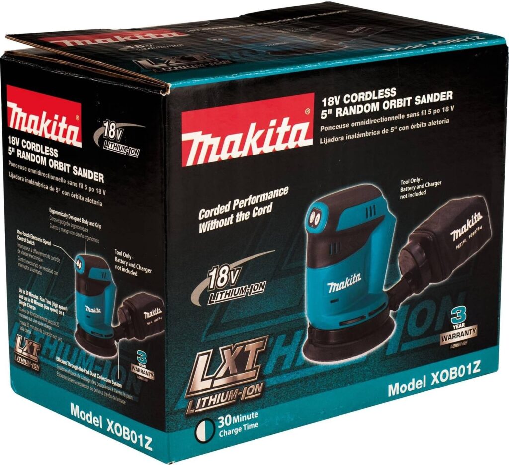 Makita XOB01Z 18V LXT® Lithium-Ion Cordless 5 Random Orbit Sander, Tool Only