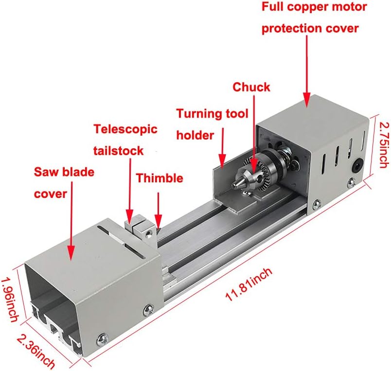 BAENRCY Mini Lathe Machine 12V-24VDC 96W Mini Wood Lathe Milling Accessories for DIY Woodworking Wood Drill Rotary Tool (Group 2)