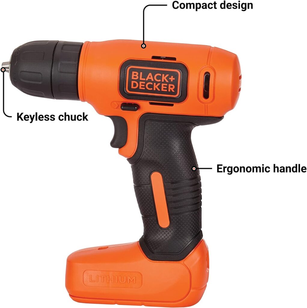 BLACK+DECKER 8V MAX* Cordless Drill + 43 pc. Home Decor Project Kit (BDCD8HDPK)