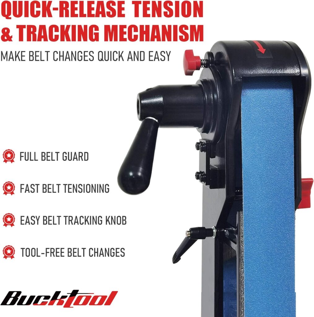 Bucktool Combo 2 x 42 Belt Sander 6 Bench Grinder, Knife Sharpener with Large Work Table BG2600 Upgraded Model