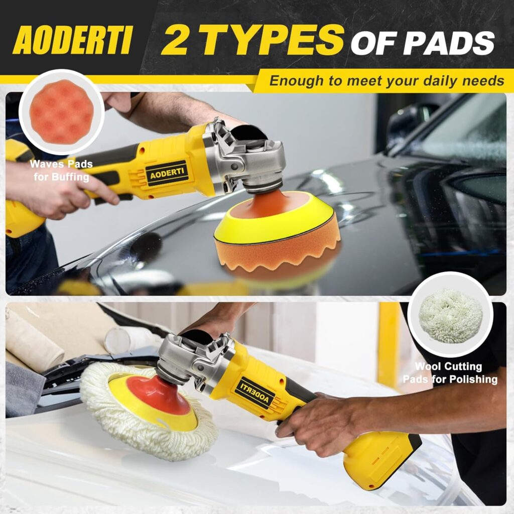 Cordless Buffer Polisher for DEWALT 20V Max Battery, 5000-10000RPM Variable Speed Brushless Motor Car Buffer, Lightweight  Low Noise, Rotary Polisher for Boat, Car Polishing and Waxing (Tool Only)