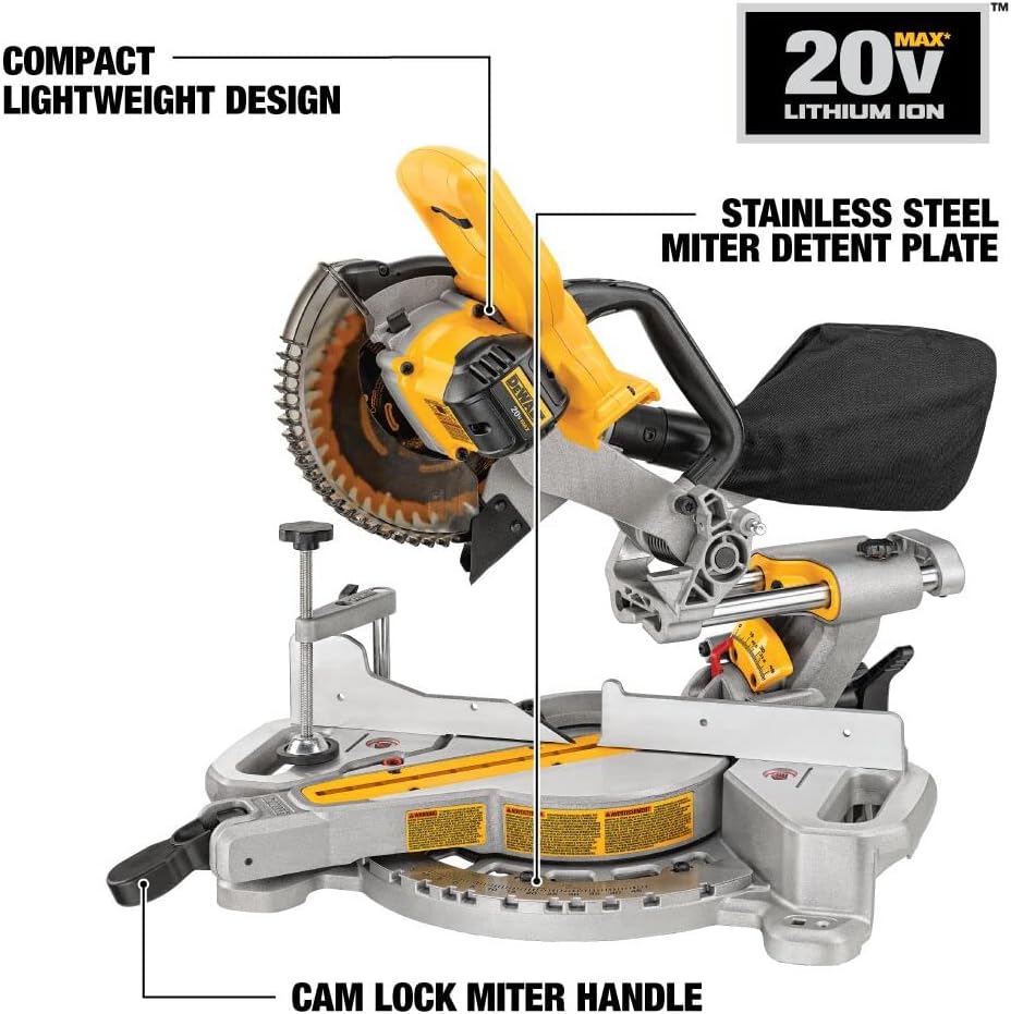 DEWALT 20V MAX 7-1/4-Inch Miter Saw, Tool Only, Cordless (DCS361B)