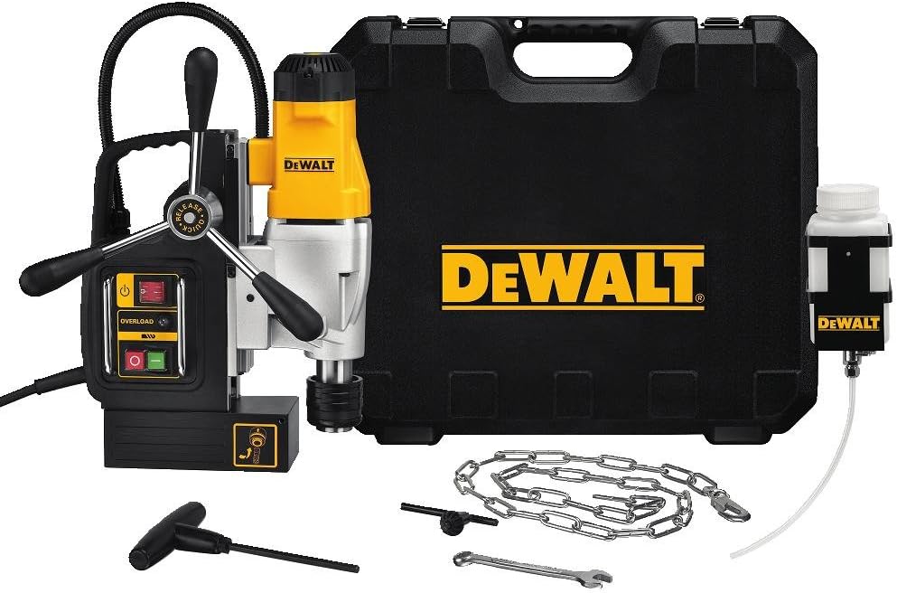 DEWALT Drill Press, Magnetic, 2”, 10-Amp with 2-Speed Setting, Coolant Tank, Includes Quick Change Chuck System 1/2 and 3/4(DWE1622K)