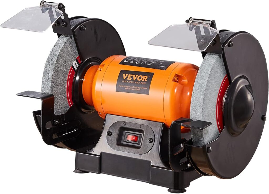 VEVOR Bench Grinder, 8 inch Single Speed Bench Grinder with 3A Brushless Motor 3580 RPM Table Grinder with 36/80-Grit Grinding Wheels for Grinding, Sharpening Application