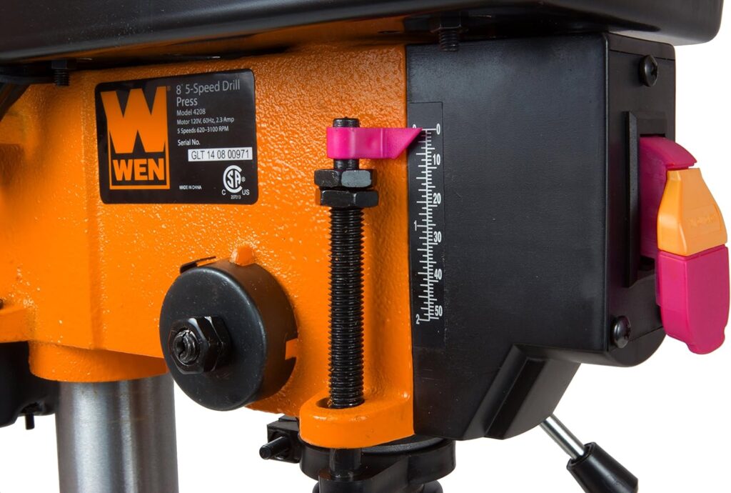 WEN 4208T 2.3-Amp 8-Inch 5-Speed Cast Iron Benchtop Drill Press,Black/Orange